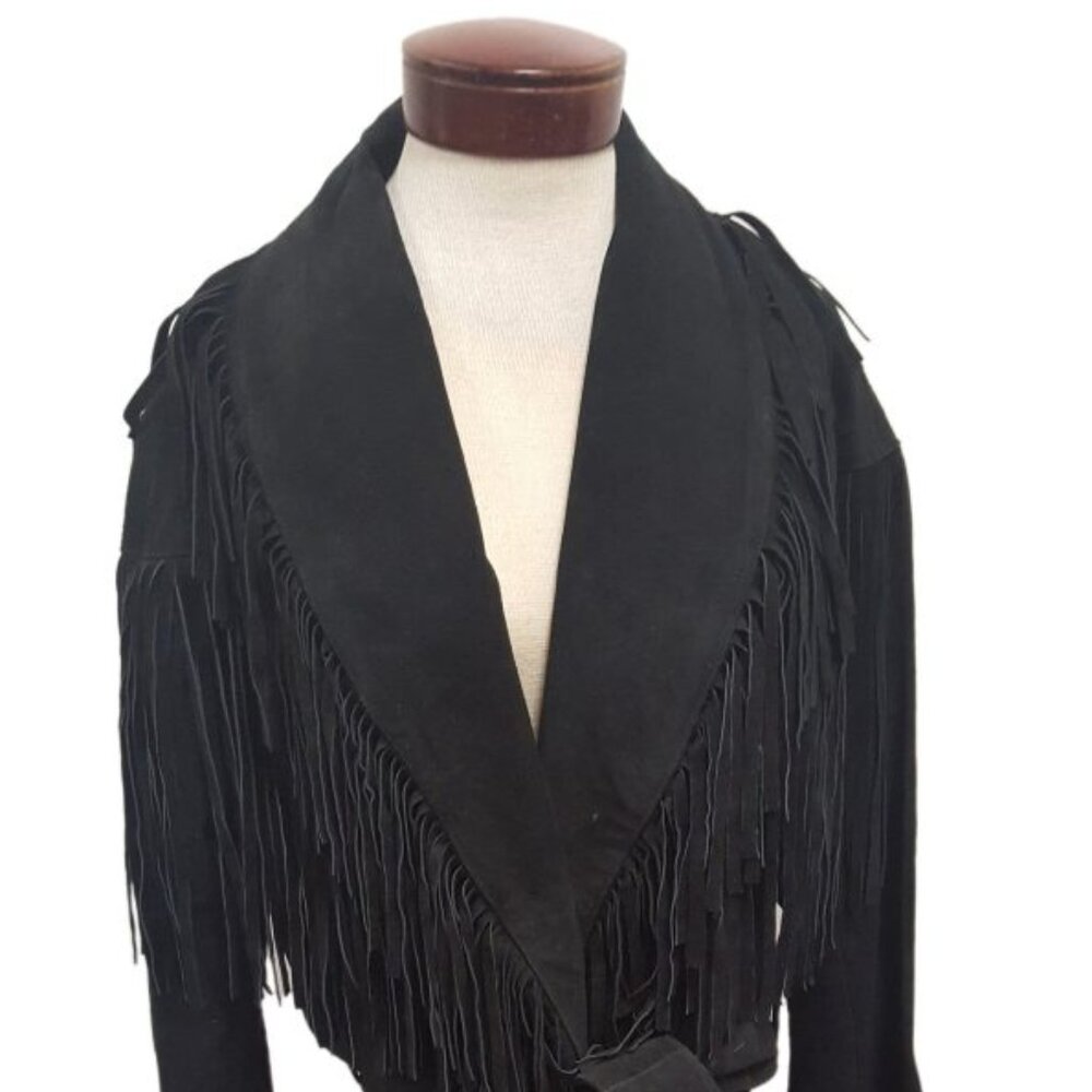 Women’s Fringed Suede Leather Vintage Long Coat